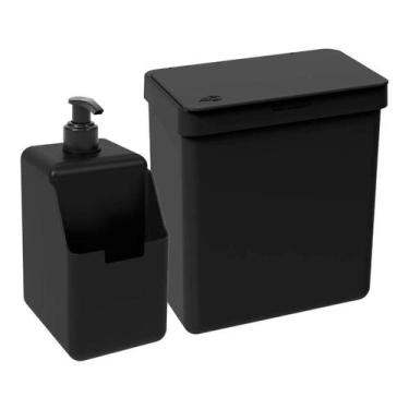 Imagem de Kit Lixeira 2,5l E Dispenser Detergente Pia Cozinha Coza