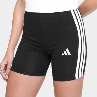 Imagem de Short Adidas Biker Casual Feminino, Preto, Branco, M