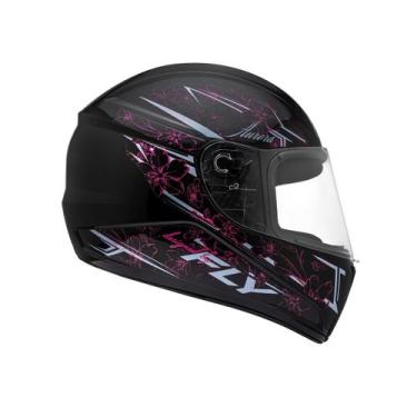 Imagem de Capacete Moto Fechado Feminino Fly F-9 Aurora, 56, Preto Brilhante e R