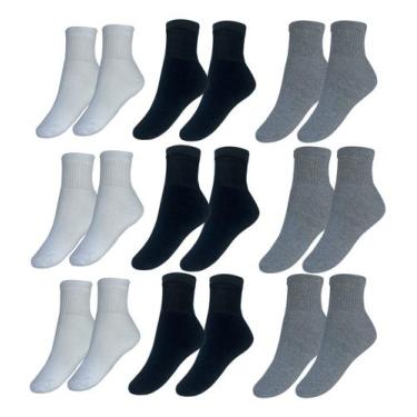 Imagem de Kit 9 Pares Meias Cano Médio Unissex Academia Sport Algodão - Rump, So