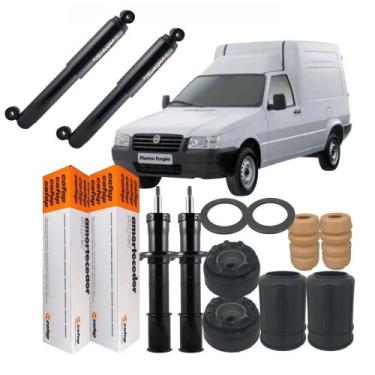 Imagem de Kit 4 Amortecedores Cofap + Kit Axios Fiat Fiorino Todos 1997 a 2013 -