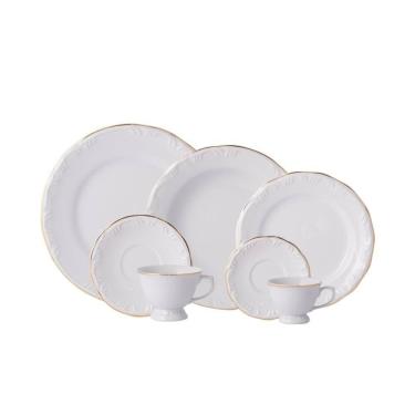 Imagem de Jogo de Jantar 84 Peças Chá Café Filete de Ouro Porcelana Schmidt