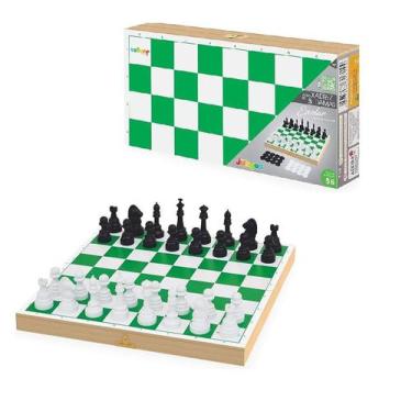 Imagem de Brinquedo Infantil Super Jogo Escolar de Xadrez e Dama - Junges, 1 uni