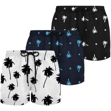 Imagem de Kit 3 Bermudas Masculinas Plus Size Estampadas Tecido Leve Secagem Rápida Academia Conf...