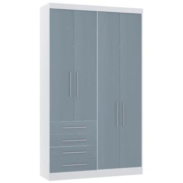 Imagem de Guarda Roupa Solteiro 135cm 4 Portas 4 Gavetas Taiga Branco/grey L01 - Mpozenato