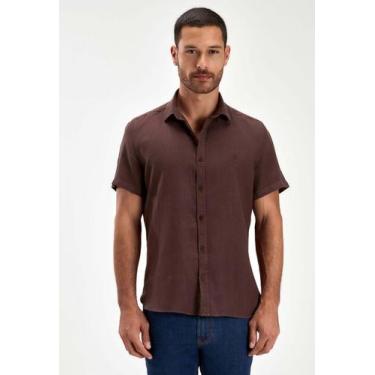 Imagem de Camisa docthos slim manga curta linho tinturado, 150 truffa, G