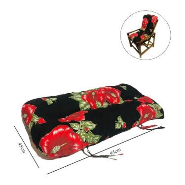 Imagem de Almofada Para Cadeiras de Bambu e Vime Preto Floral - Compree