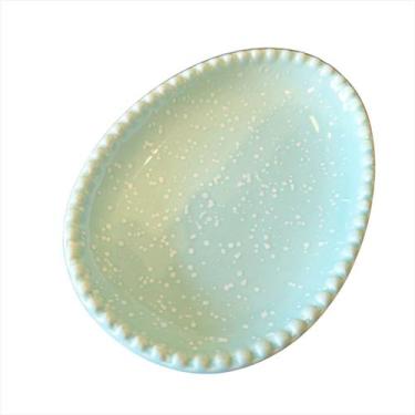 Imagem de Petisqueira Azul Oval Decorada Mesa Posta Porcelana 15cm - TOK