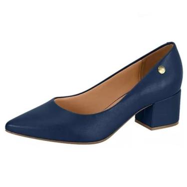 Imagem de Sapato Feminino Scarpin Salto Baixo Conforto Moderno Vizzano, Marinho,