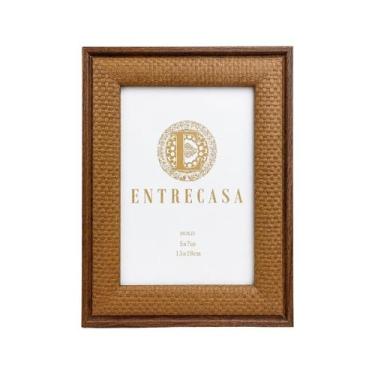 Imagem de Porta retrato mdf borda detalhe palha 13x18 marrom entrecasa