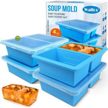 Imagem de Bandeja congeladora Walfos Silicone 375 ml com tampa para sopa, molho,