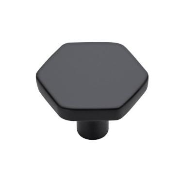 Imagem de Puxadores de Armário Ravinte Decor Hexagon Preto, Kit com 3, 3,2 cm