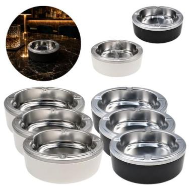 Imagem de 6 Cinzeiros de Metal 11cm Redondo Resistente Luxuoso - Fx