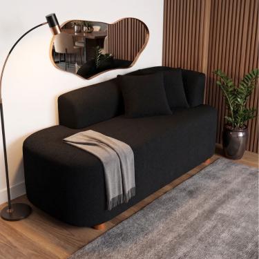 Imagem de Sofá Orgânico Curvo Feijão Confortável Sala Estúdio Noma Bouclê Preto Montanari`s Decor