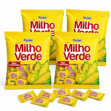 Imagem de Kit 4 pcts Bala de Milho Verde Cremosa Pocket Pacote 500gr - Riclan, 4