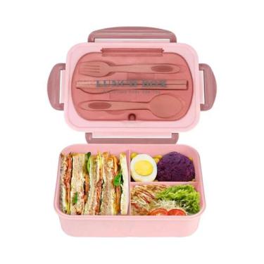 Imagem de Caixa Bento Portátil Para Adultos, 3 Compartimentos, Recipiente Para A