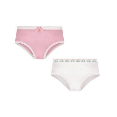 Imagem de Kit Selene 2 Calcinhas Menina 20650 Rosa/Branco, Rosa, Branco, G
