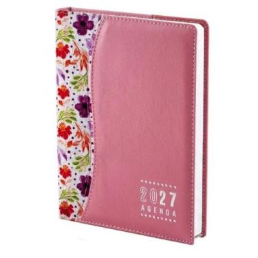 Imagem de Agenda diária de mesa costurada 2027 - floral/rosa - PAULINAS