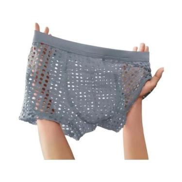 Imagem de Cuecas Boxer Masculinas de Malha com Design de Rede, Confortáveis, Est