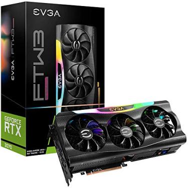 Imagem de EVGA GeForce RTX 3070 FTW3 Ultra Gaming, 08G-P5-3767-KL, 8GB GDDR6, tecnologia iCX3, LED ARGB, placa traseira de metal, LHR