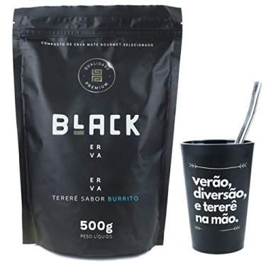 Imagem de KIT COMPLETO COPO + BOMBA INOX 19CM+ BLACK ERVA 500G (Burrito)