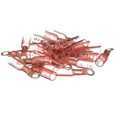 Imagem de Seachoice Terminal de anel termorretrátil de grau marinho, serve em parafuso nº 10, faixa de fio 22-18, vermelho, pacote com 25