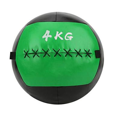 Imagem de Tbest Bola de parede, bola de parede de couro para musculação e treino de gravidade macia para treinamento de medicamentos (verde e preto, 4 kg)