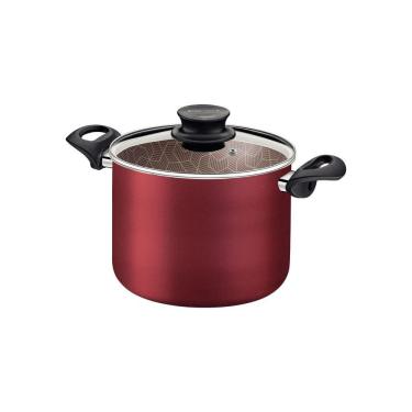 Imagem de Caldeirão Tramontina Paris Antiaderente Starflon Max Vermelho com Tampa de Vidro 28 cm 11,8 L Tramontina