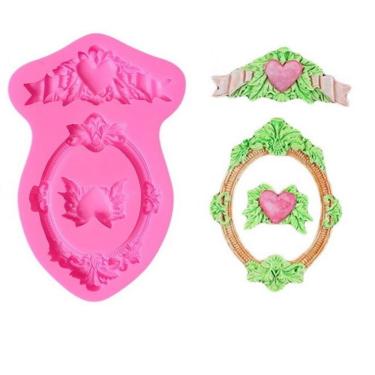 Imagem de Molde De Silicone Moldura E Coração