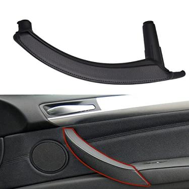 Imagem de Capa de couro interior de porta de passageiros puxador para BMW X5 E70 2007-2013 X6 E71 E72 2008-2014 (direita, preta)