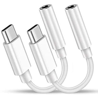 Imagem de Adaptador de entrada de fone de ouvido USB C para 3,5 mm compatível com Pixel 3/2/3XL/2XL, iPad Pro 2018, Samsung Sony HTC Moto e mais, cabo de fone de ouvido tipo C para Aux, conversor de áudio digital Hi-Fi, White-2PACK, 10cm