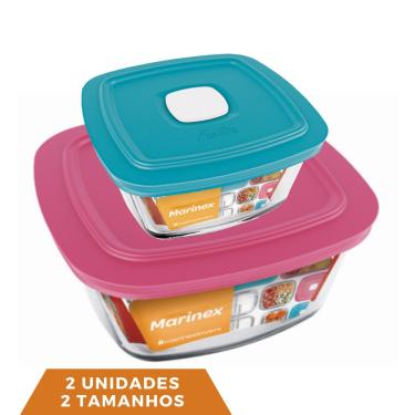 Imagem de 2 Potes de Vidro Com Tampa 2 Tamanhos Facilita Vap Marinex
