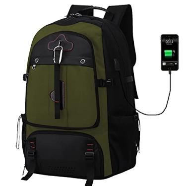 Imagem de Mochila de viagem para laptop de grande capacidade 80L à prova d'água bolsa de montanhismo com compartimento de sapatos mochila USB ao ar livre, verde, 63 * 40 * 31 cm