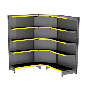 Imagem de Gondola Parede 196 Amapa Flex 60 Kit 2m 1 Canto Preto Fx Ama