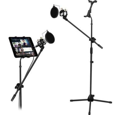 Imagem de Pedestal Multiuso Microfone Pop Filter Aranha Suporte Tablet - Aj Som