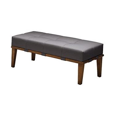 Imagem de Puff Decorativo 100cm Martínez Linho Pés Madeira Cinza/Natural G62 - Gran Belo