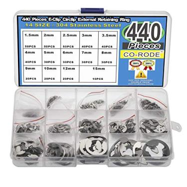 Imagem de Conjunto de anéis de retenção externos CO-RODE 440 peças de aço inoxidável E Clipes