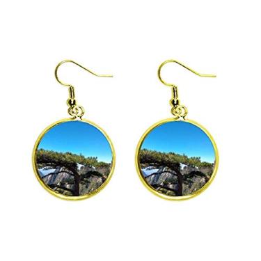 Imagem de Pinheiro Moutain Art Déco Presente Moda Orelha Pendente Dourado Brinco Joia Mulher, Metal