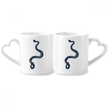 Imagem de Conjunto de canecas de porcelana para casais, estampa de serpente preta, desenho de animal