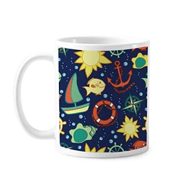 Imagem de Caneca colorida de cerâmica para barco de peixe de navegação cerâmica copo de porcelana para café