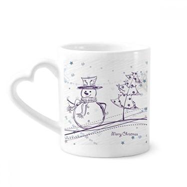 Imagem de Caneca de desenho de árvore de floco de neve de Natal Caneca de café cerâmica copo de coração de vidro