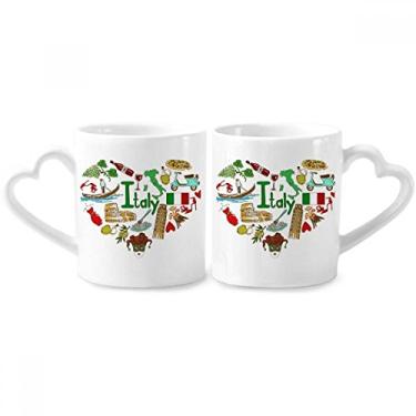 Imagem de Conjunto de canecas de porcelana para casais, bandeira nacional de amor, coração, coração e coração