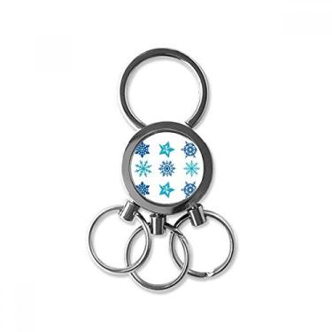 Imagem de Círculo mas ilustração de floco de neve chaveiro de metal de aço inoxidável anel chaveiro de carro clipe presente, Multicor