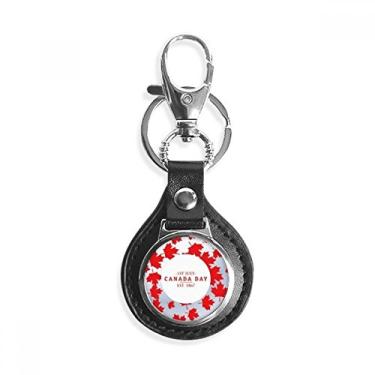 Imagem de Chaveiro de metal em couro folha de bordo EST 1867 Canada Day 4 de julho EST 1867 chaveiro de carro presente, Multicor