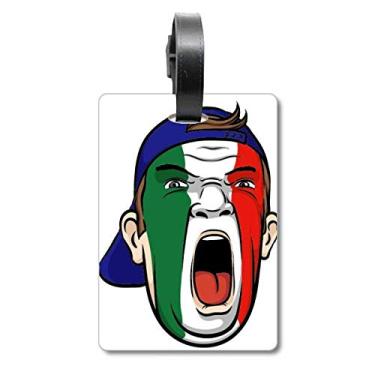 Imagem de Tampa de cabeça de maquiagem facial bandeira da Itália bolsa etiqueta cartão de bagagem etiqueta, Multicolorido.