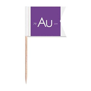 Imagem de Elementos Químicos Mesa Periodal Metais de transição Ouro Au Bandeiras de palito de dente Marcação para Bolo Festa Prato de Queijo