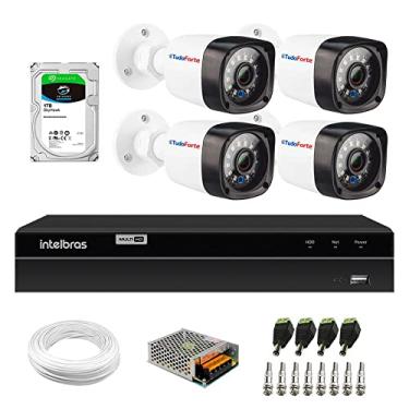 Imagem de Kit 4 Câmeras Full HD 1080p 2MP Bullet 20 Metros Infravermelho Tudo Forte + DVR Gravador de Video Inteligente Intelbras MHDX 1204 4 Canais + HD 1TB