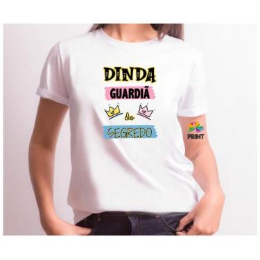 Imagem de Camiseta Adulto Dinda Guardiã Do Segredo Est. Rosa Azul  - Chá  Revela