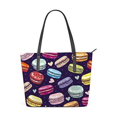 Imagem de Bolsa de ombro feminina sacola de couro para compras, grande, trabalho, sem costura, sortidas, macaron, bolsa casual