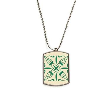 Imagem de DIYthinker Colar com pingente de corrente de aço inoxidável com padrão verde decorativo estilo Talavera